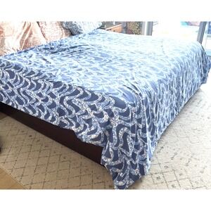 BROOKLINEN King Duvet Cover 100% Cotton Modern Abstract "Wave" Pattern Blue